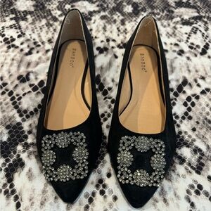 Black embellished flats